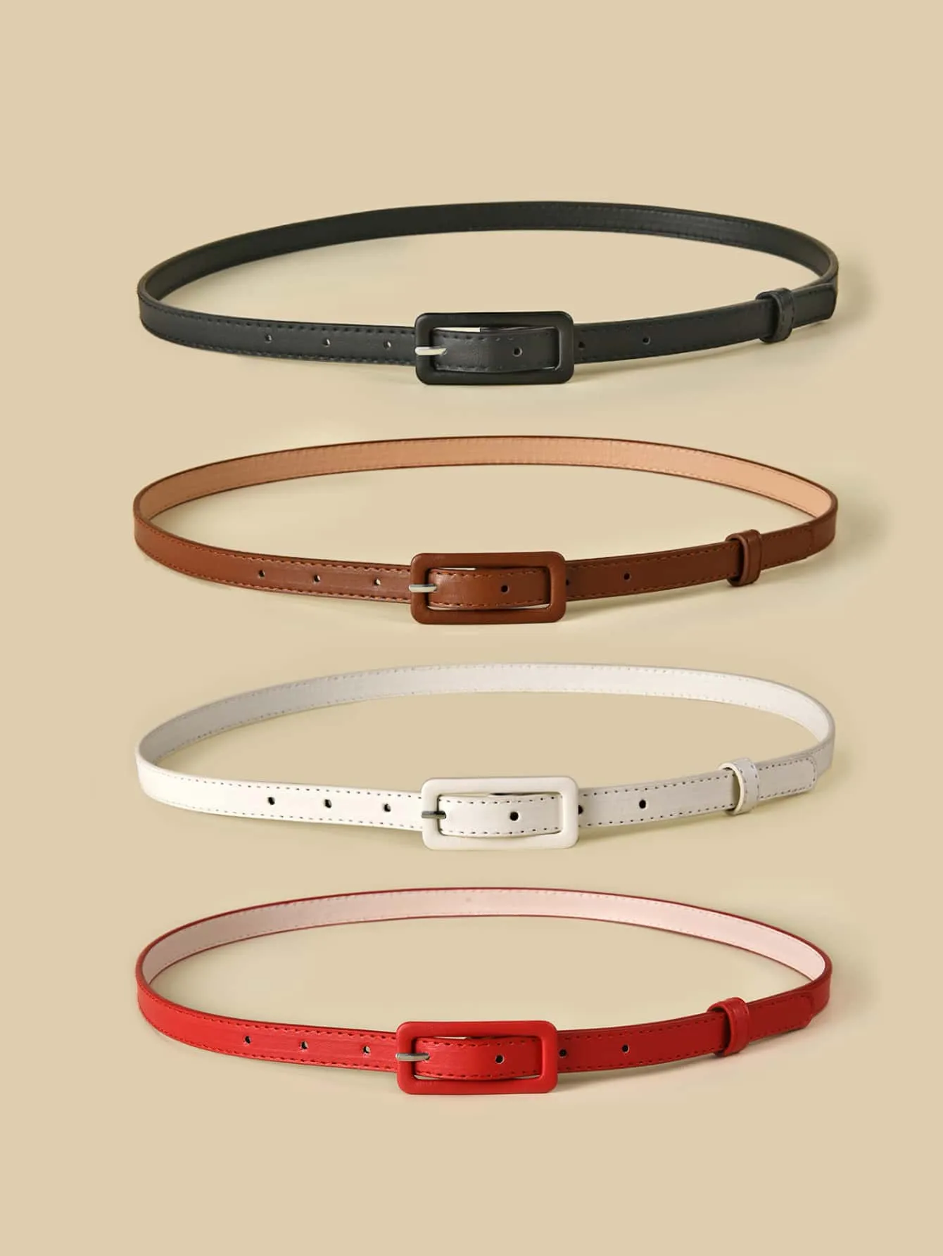 135CM 4pcs Plus Skinny Metal Buckle Belt