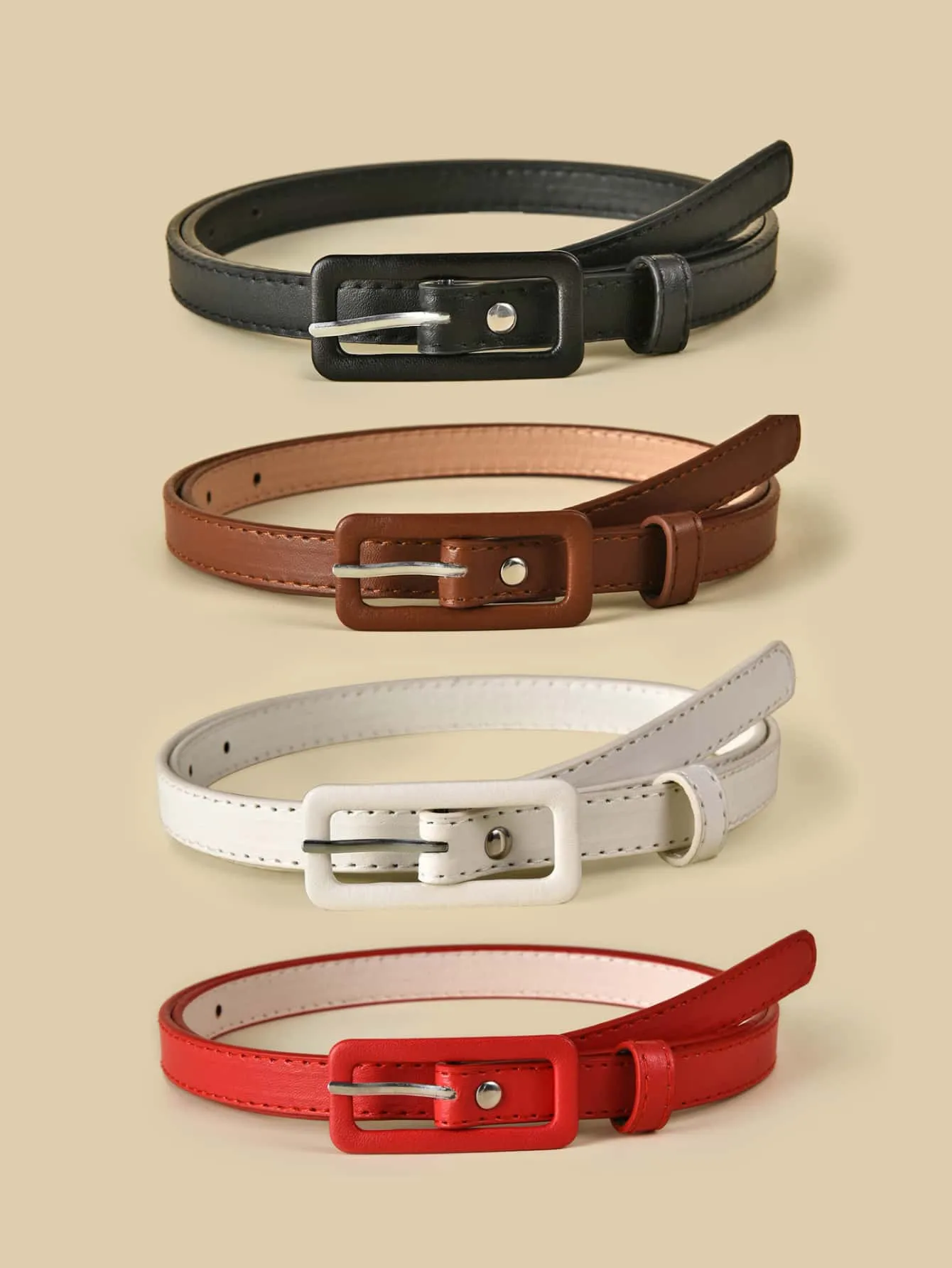 135CM 4pcs Plus Skinny Metal Buckle Belt