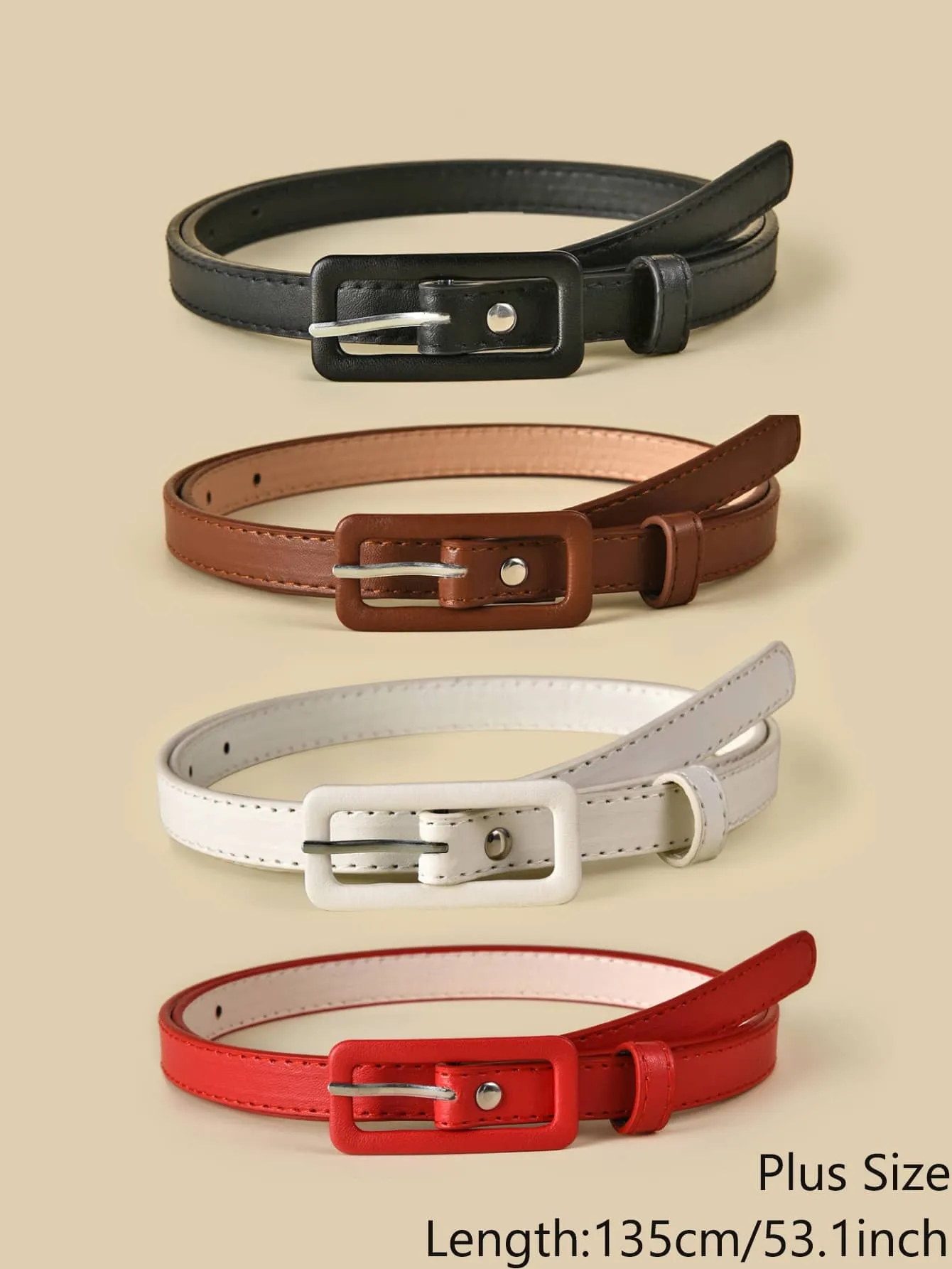 135CM 4pcs Plus Skinny Metal Buckle Belt