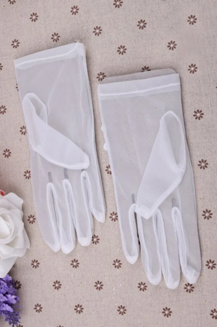 2024 Tulle Wrist Length Bridal Gloves #ST1006