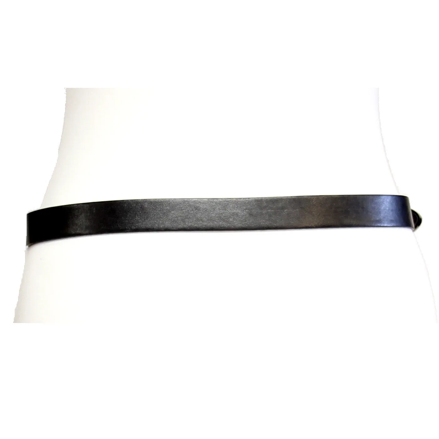 2.3cm Black Western Style Belt with Patterned Silver Buckle