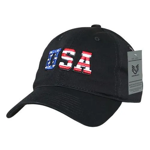 America USA Flag Letters Dad Hats - A03