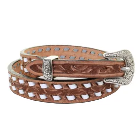 B1122A -  Pecan Tooled Narrow Belt