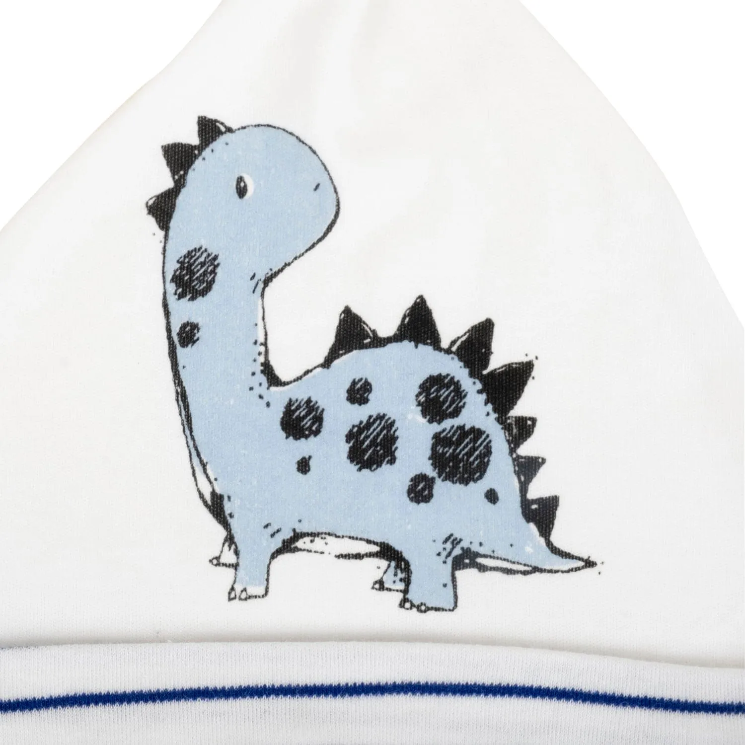 Baby Moo Dino Stripes Knotted Infants Ultra Soft 100% Cotton All Season Pack of 3 Caps - Off White