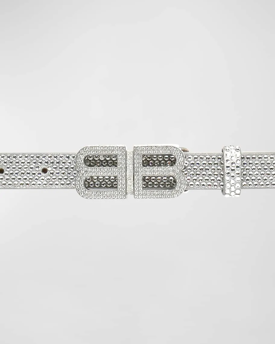 Balenciaga Rhinestone BB Hourglass Thin Belt