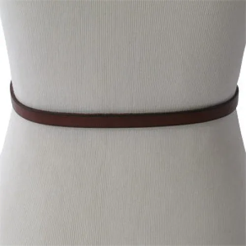 BALI Belts- Brown Matte Genuine Leather Skinny Belt with No-Hole Tension Buckle