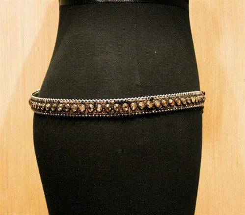 B.B. Simon Skinny Swarovski Crystal Belt