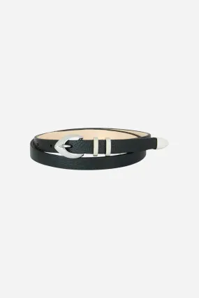 Brave Leather LTD Akia Pebbled Belt in Black - Silver