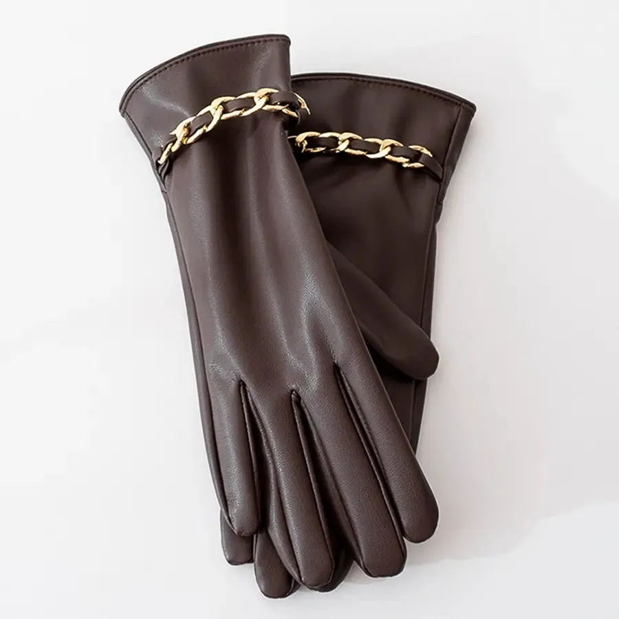 Chic Chain Leather Gloves