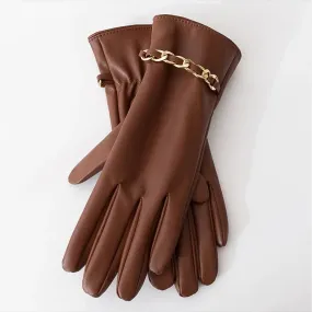 Chic Chain Leather Gloves