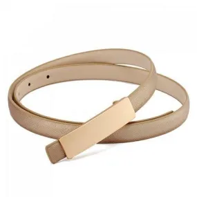 Chic Rectangle Alloy Buckle Taiga Waist Belt For Women - Golden