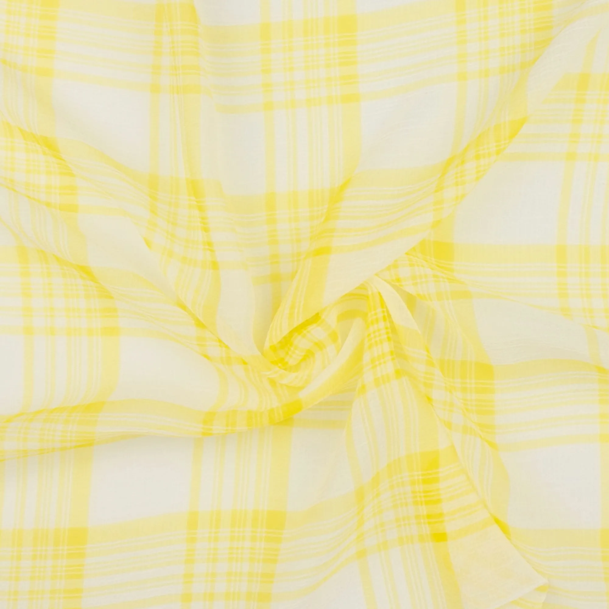 Crepe Chiffon - DAISY - Big Plaid - Yellow