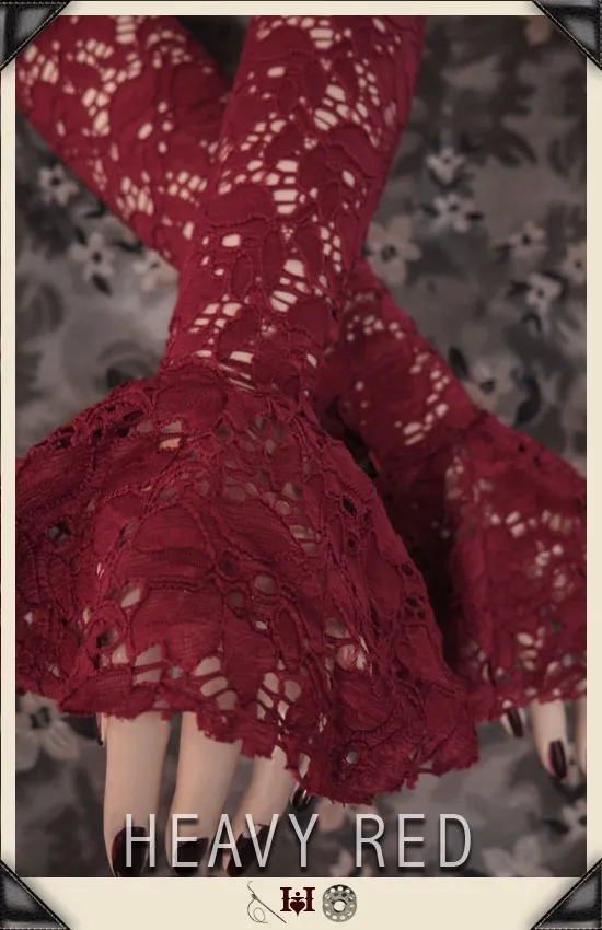 Crimson Lace Evening Gloves