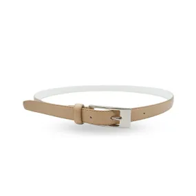 DEANEEN - Women's Nude Beige Genuine Leather Skinny Belt