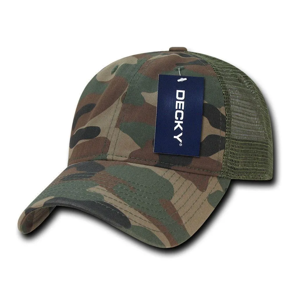 Decky Relaxed Camo 6 Panel Pre Curved Bill Trucker Baseball Caps Hats