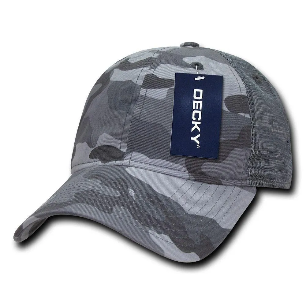 Decky Relaxed Camo 6 Panel Pre Curved Bill Trucker Baseball Caps Hats