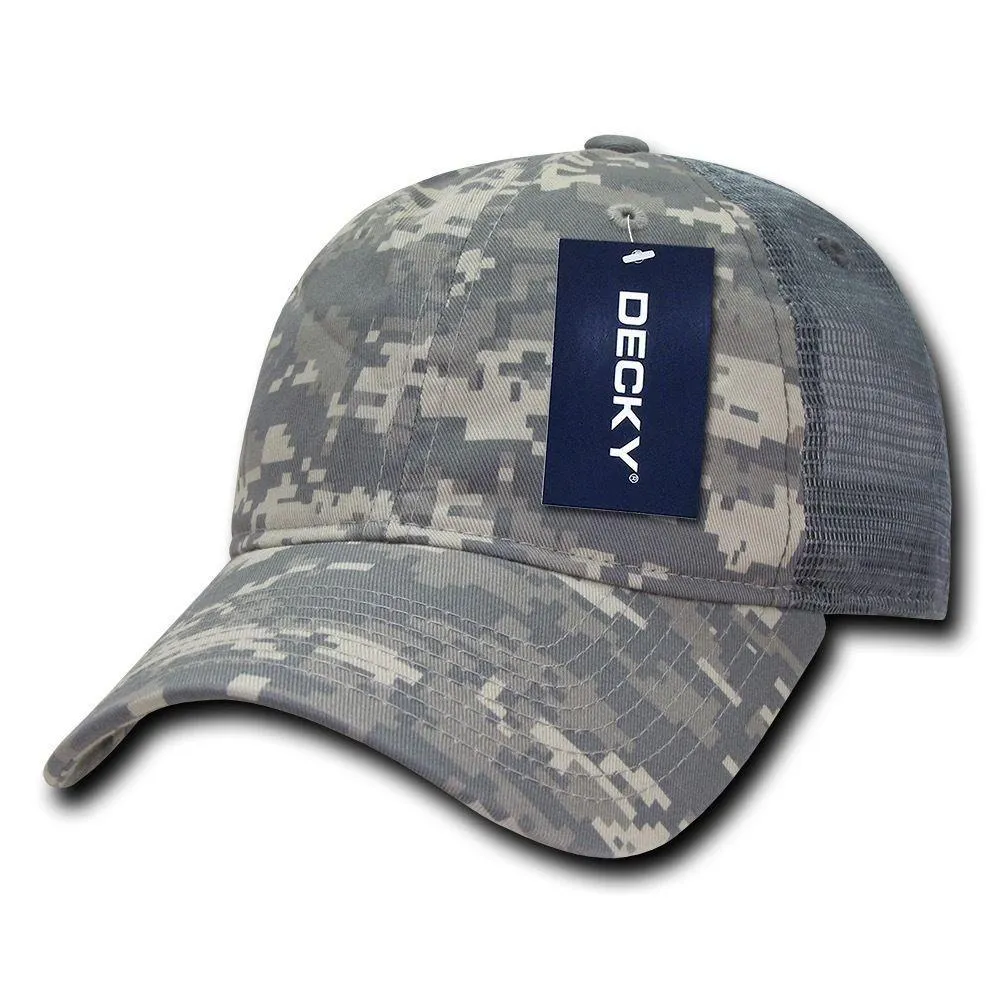 Decky Relaxed Camo 6 Panel Pre Curved Bill Trucker Baseball Caps Hats