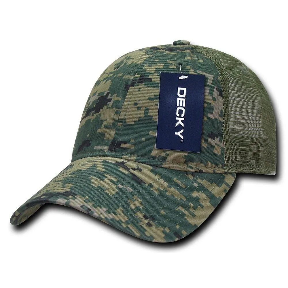 Decky Relaxed Camo 6 Panel Pre Curved Bill Trucker Baseball Caps Hats