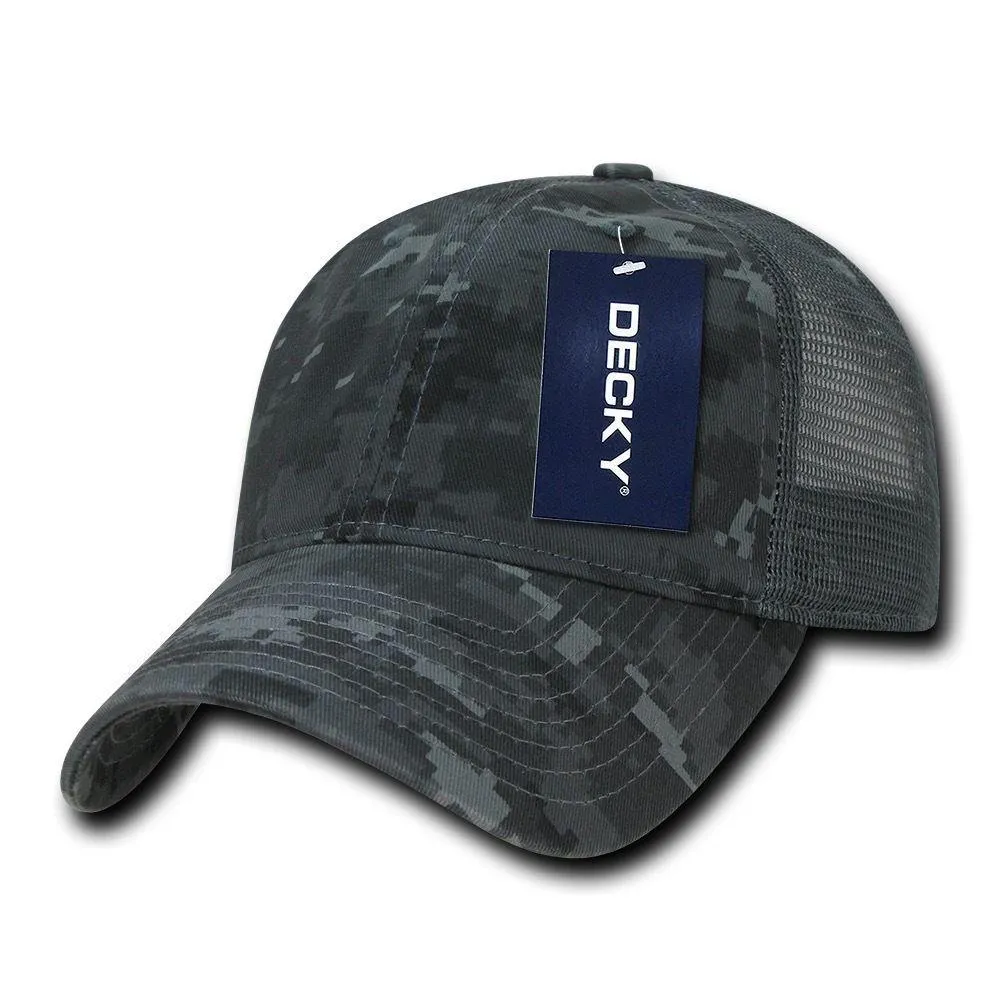 Decky Relaxed Camo 6 Panel Pre Curved Bill Trucker Baseball Caps Hats