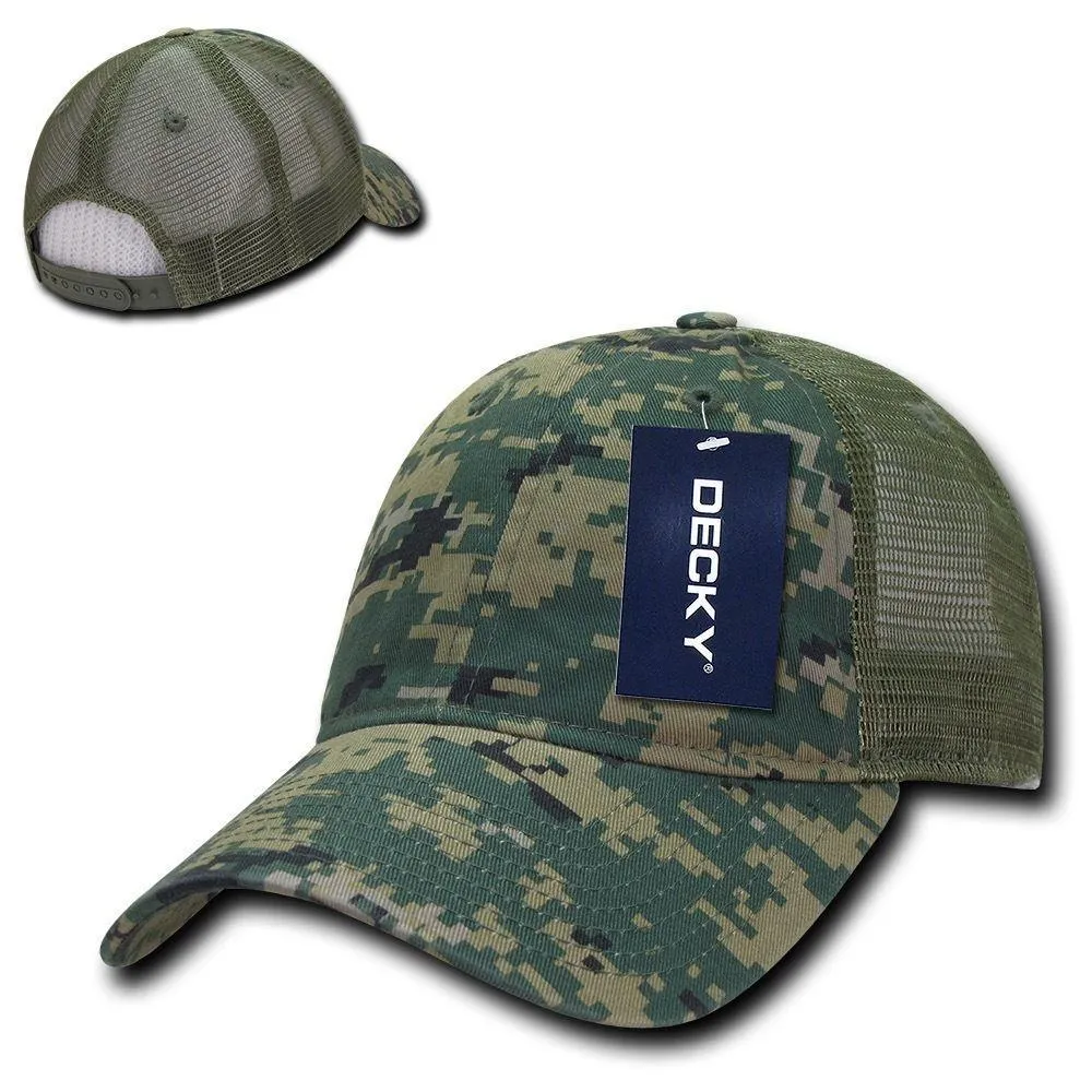 Decky Relaxed Camo 6 Panel Pre Curved Bill Trucker Baseball Caps Hats