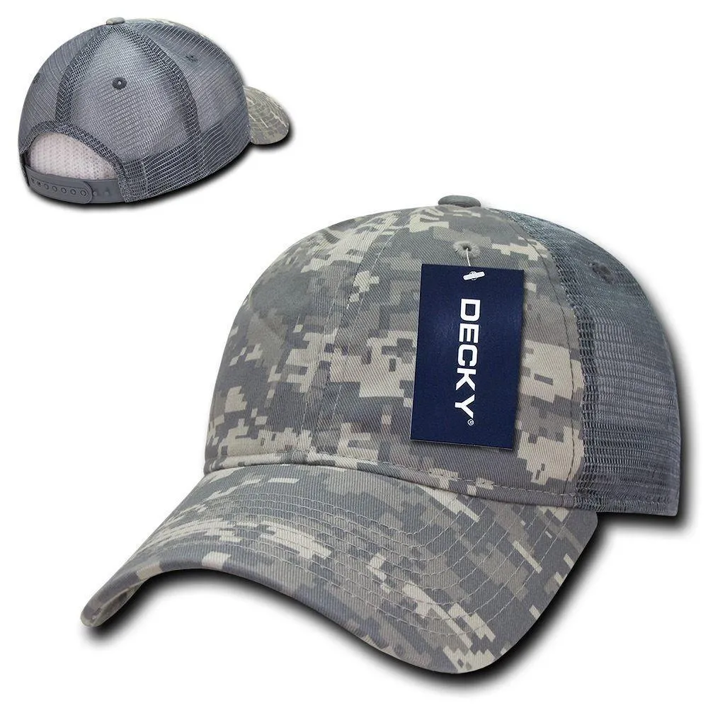 Decky Relaxed Camo 6 Panel Pre Curved Bill Trucker Baseball Caps Hats