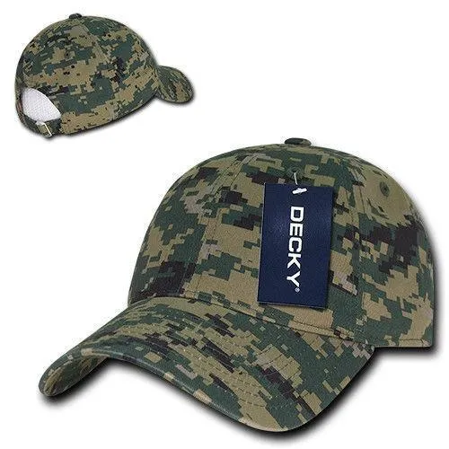 Decky Relaxed Cotton Camouflage Low Crown Pre Curved Bill Buckle Dad Caps Hats