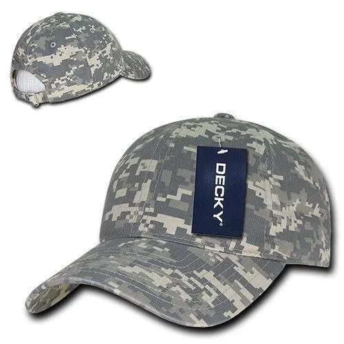 Decky Relaxed Cotton Camouflage Low Crown Pre Curved Bill Buckle Dad Caps Hats