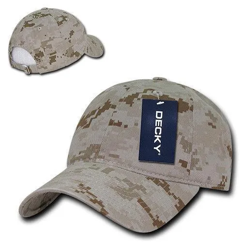 Decky Relaxed Cotton Camouflage Low Crown Pre Curved Bill Buckle Dad Caps Hats