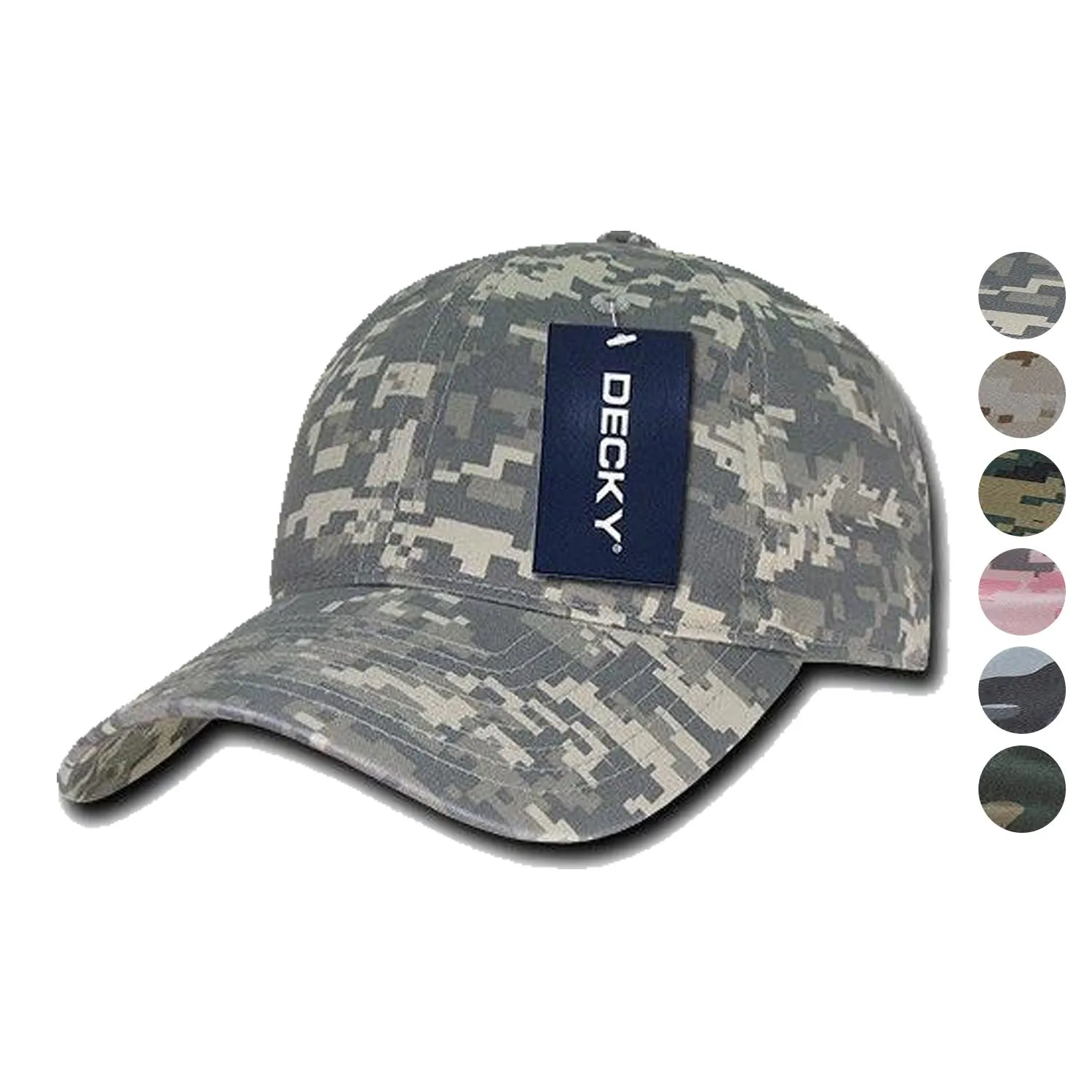 Decky Relaxed Cotton Camouflage Low Crown Pre Curved Bill Buckle Dad Caps Hats