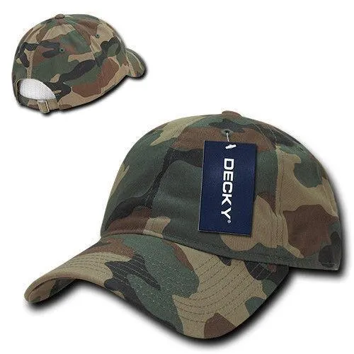 Decky Relaxed Cotton Camouflage Low Crown Pre Curved Bill Buckle Dad Caps Hats