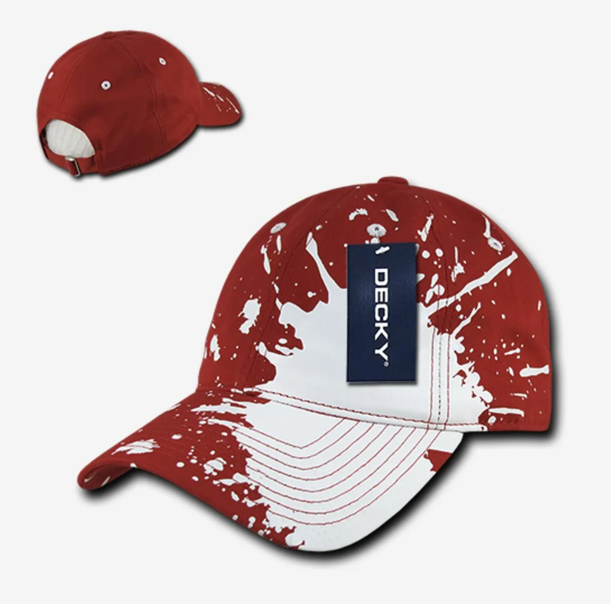 Decky Splat Paint Polo Cotton Sweatband Low Crown Dad Caps Hats