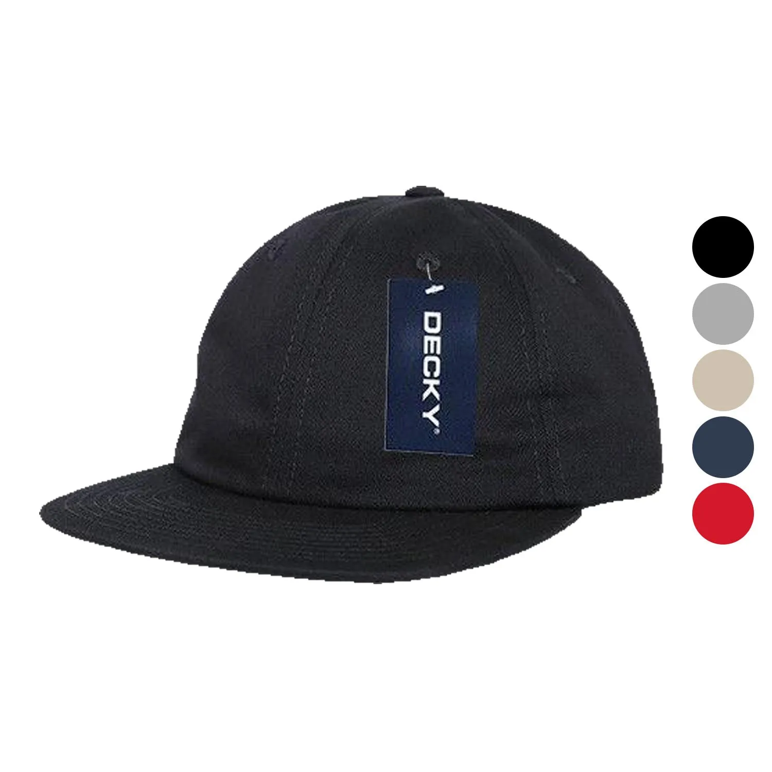 Decky Washed Cotton Relaxed Crown Flat Bill Hip Dad Style Strapback Hats Caps