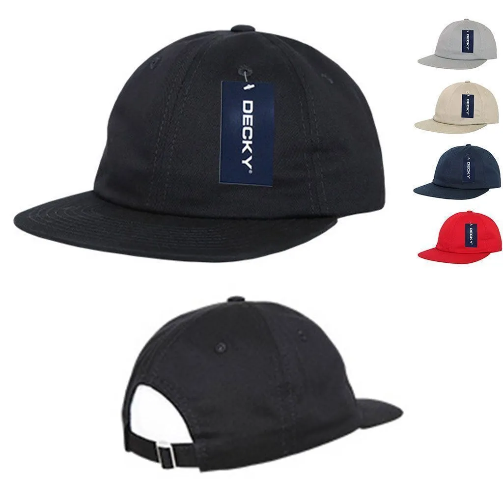 Decky Washed Cotton Relaxed Crown Flat Bill Hip Dad Style Strapback Hats Caps