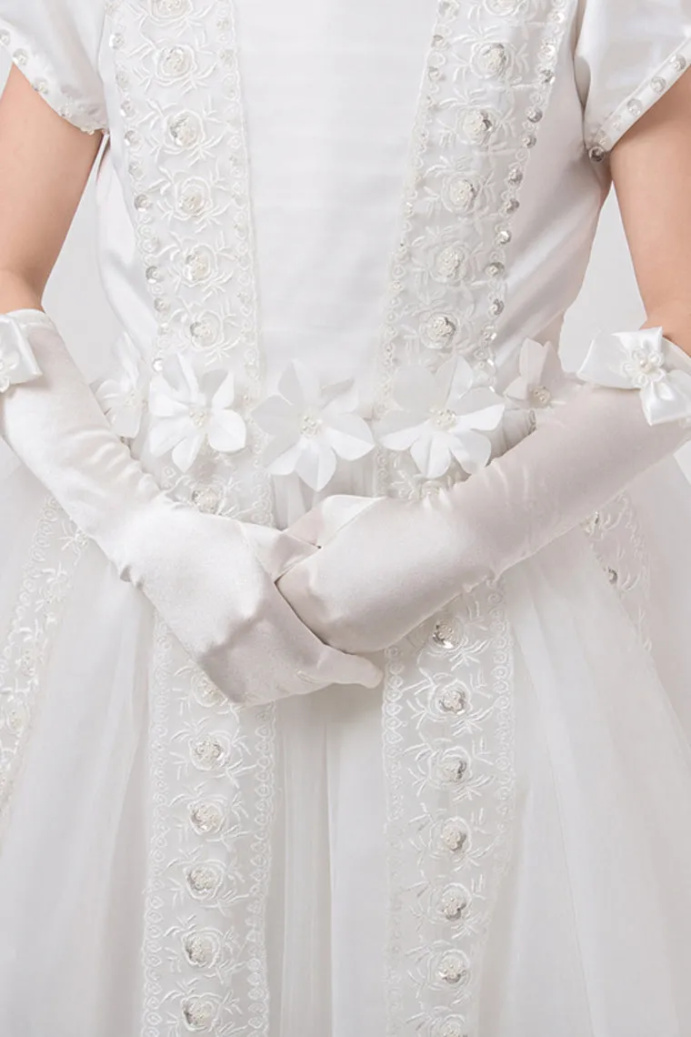 Elbow Length Wedding Flower Girl Gloves