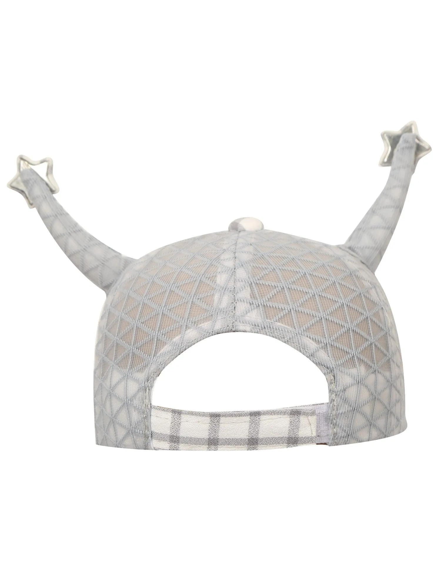 FabSeasons Self-Checkered Grey Caps/Hats for Boys & Girls (1-3 Years) with Antler, Velcro Adjustment