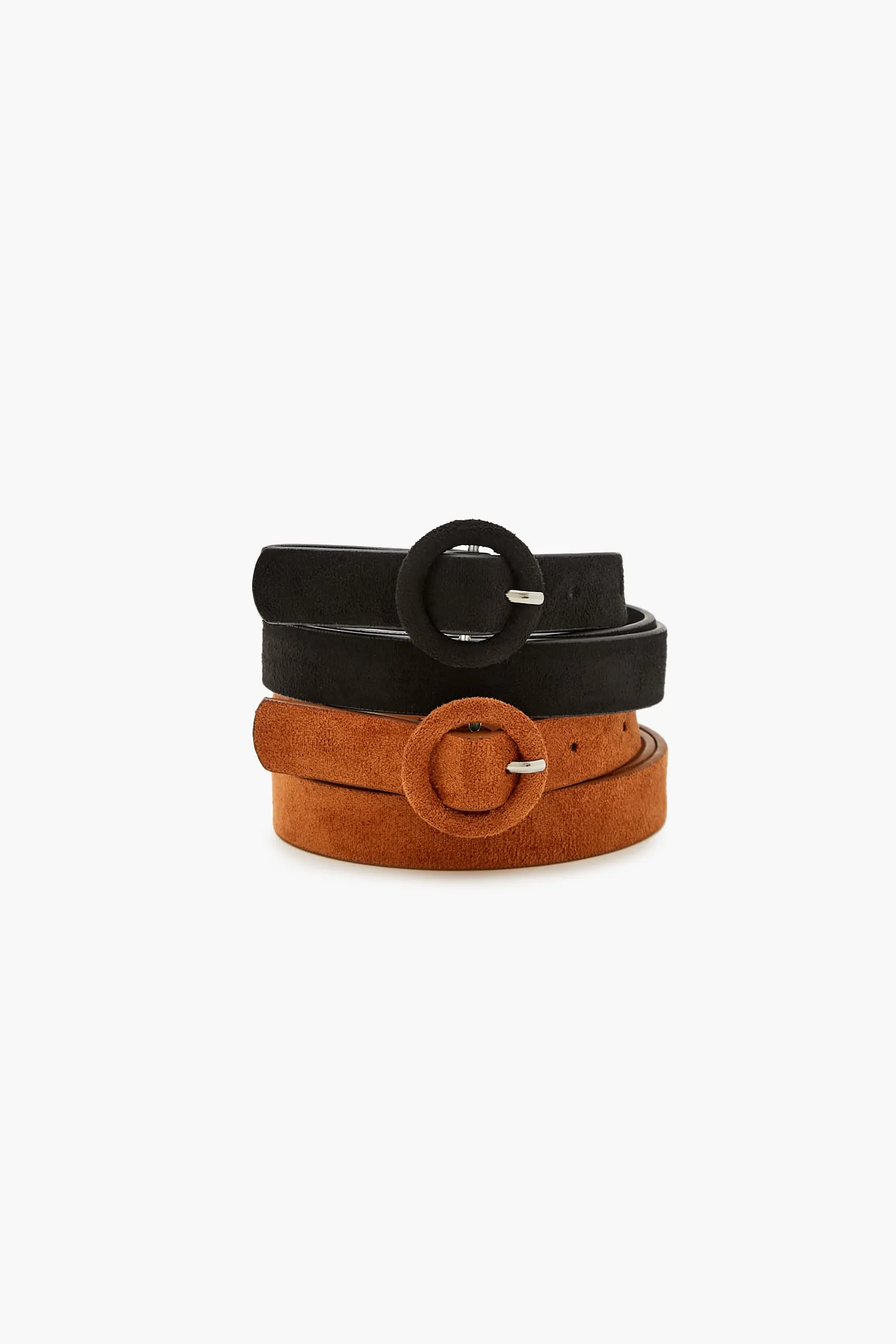 Faux Suede Thin Belt Set (2 Pcs)