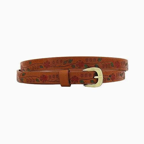 Floral Print Detail Skinny Belt