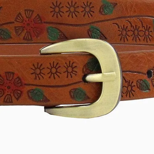 Floral Print Detail Skinny Belt