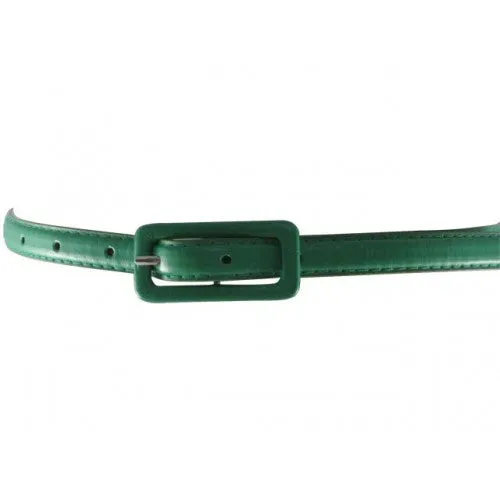 Forest Green Skinny Belt with Covered Rectangle Buckle