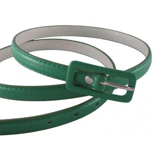 Forest Green Skinny Belt with Covered Rectangle Buckle