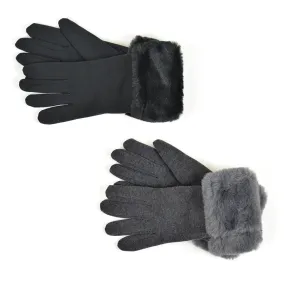 Gloves Ladies with Faux Fur Cuffs