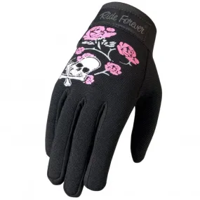 Hot Leathers Skull and Roses Ladies Mechanics Gloves