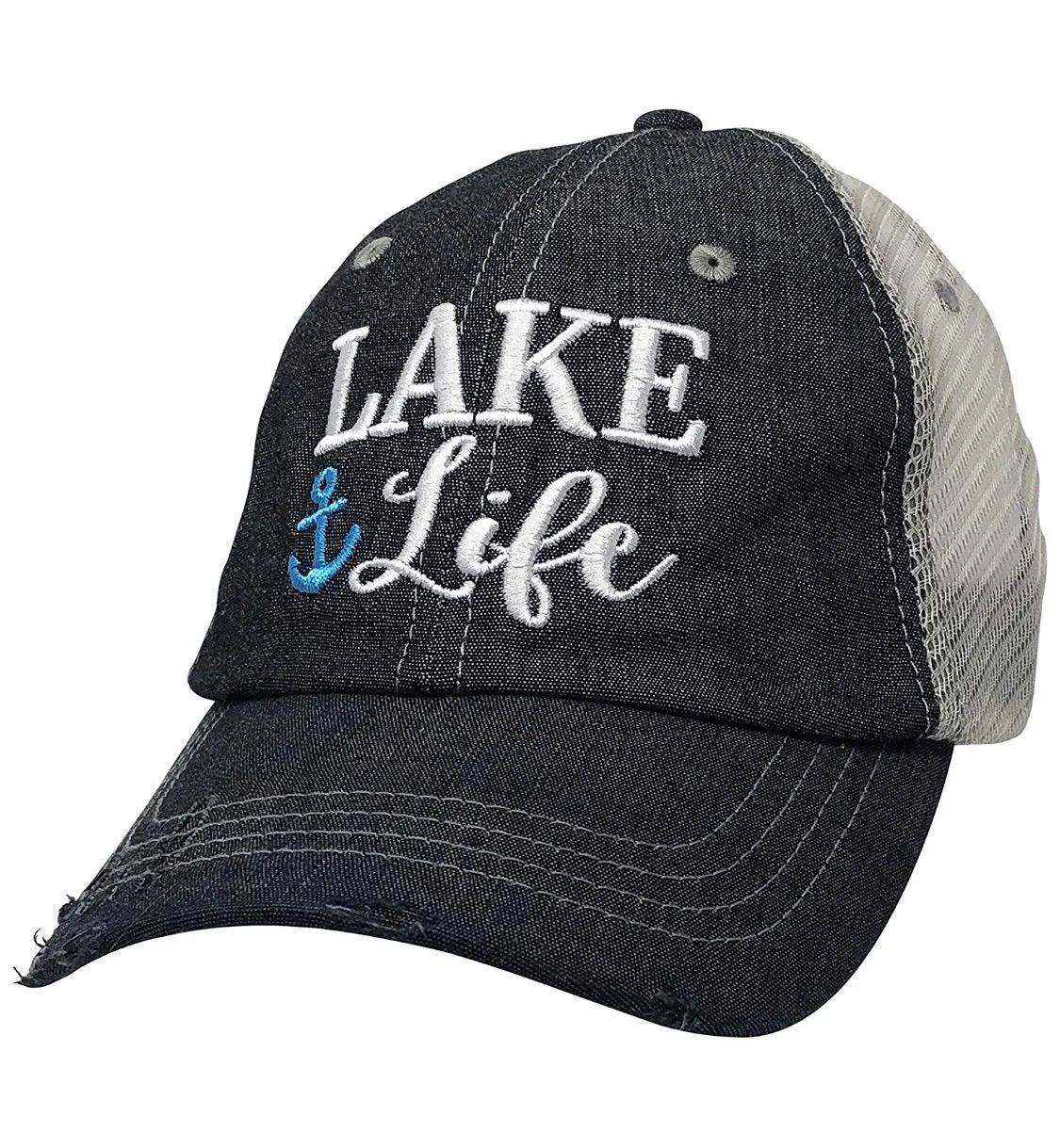 Lake Life Distressed Trucker Hat -368