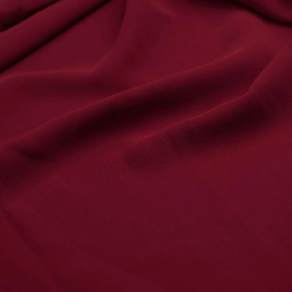 Maroon Red Plain Georgette Solid Fabric