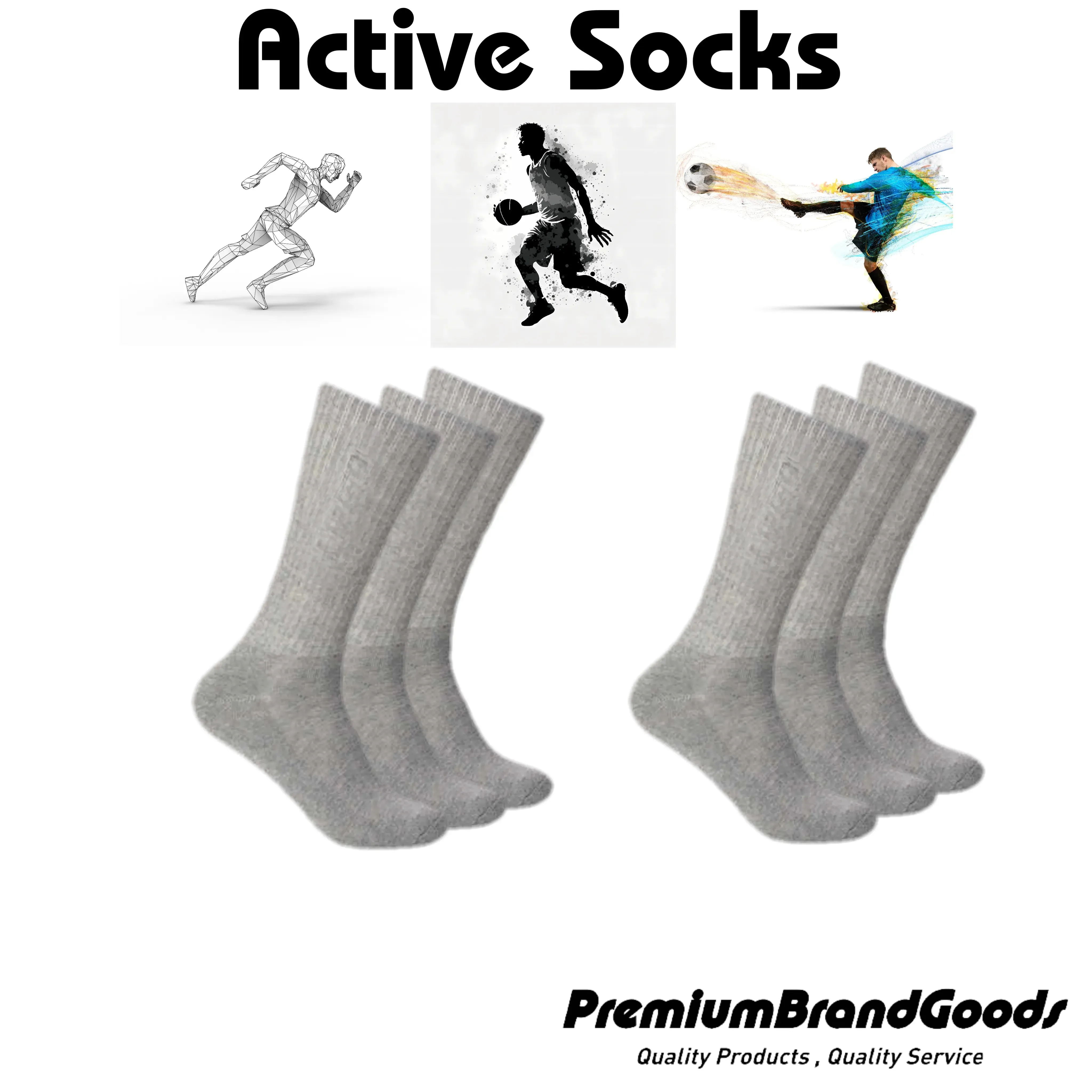 Men's Active Athlete Crew Socks 9-11 ,10-13