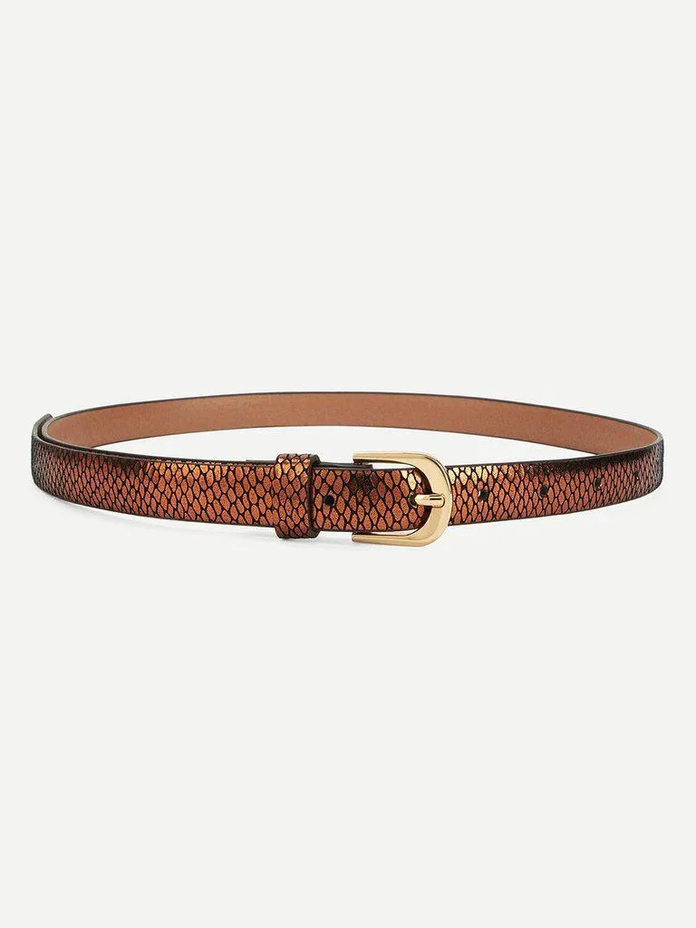 Metal Buckle Skinny PU Belt