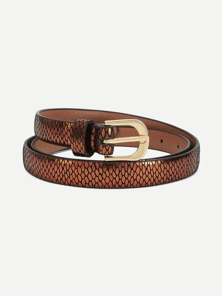 Metal Buckle Skinny PU Belt