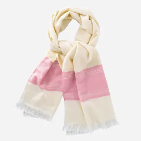 Mélange Border Scarf - Bone White