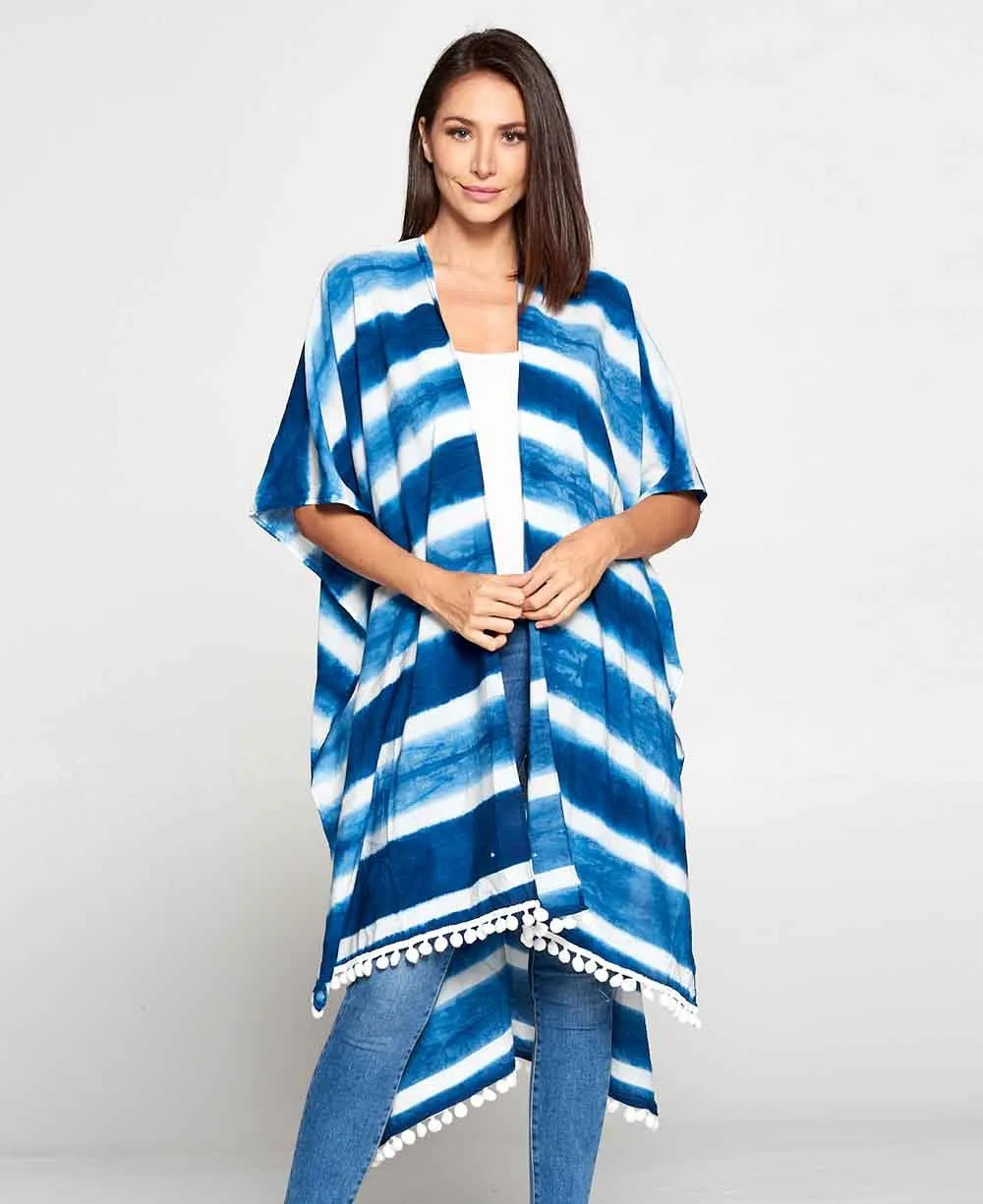 Ocean Waves Organic Cotton Indigo Kaftan Wrap, Free size