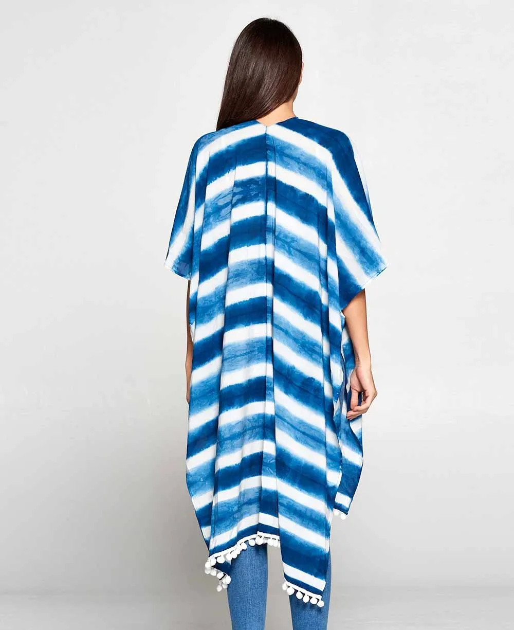 Ocean Waves Organic Cotton Indigo Kaftan Wrap, Free size